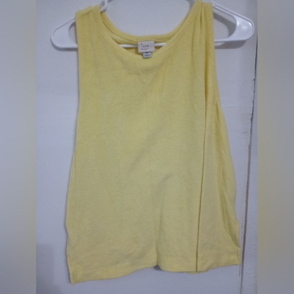 a new day XL women's terei cloth tank top yellow NWOT